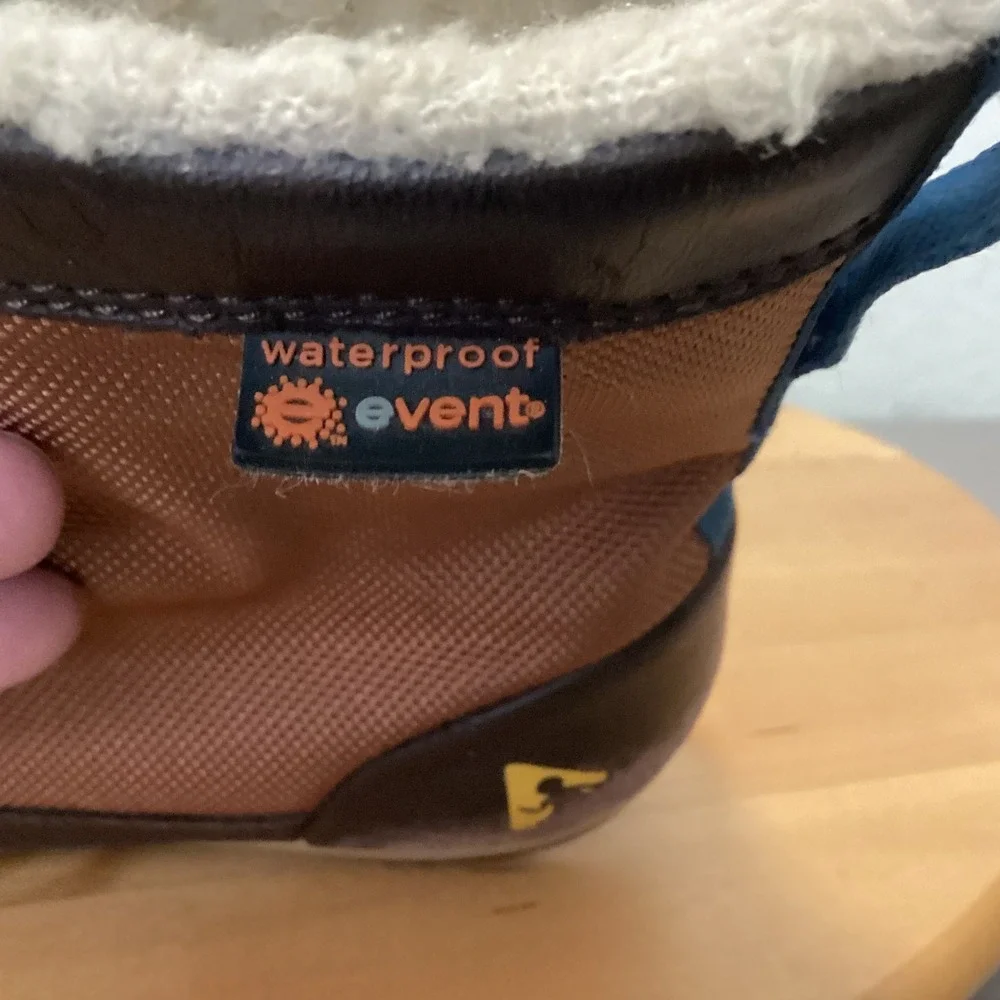 Plae Noel Waterproof Boots Kids Size 12 Brown Blue Leather eVent‎ Winter Shoes
